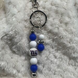 NY Giants Beaded Keychain